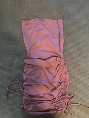Fashion Nova Mauve/Pink Asymmetrical Ruched Slip Dress